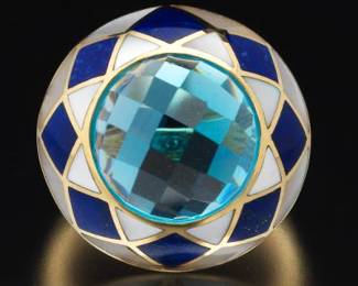 4K Swiss Blue Topaz Ring