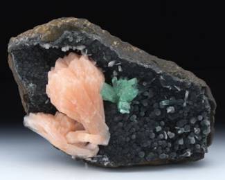 Stilbite and Apophyllite on Basalt Matrix, India