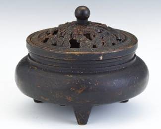 Chinese Bronze Ming Dynasty Style Incense Tripod Qilin Burner, Qing, Apocryphal Xuande Marks