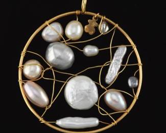 TOUS Gold and Pearls Open Work Pendant