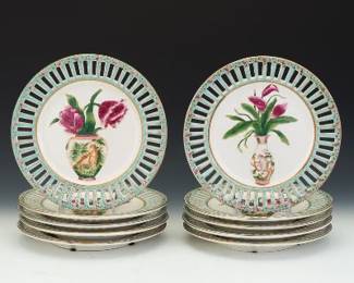 Set of Ten Decorative Reticulated Plates by Oriental Accent