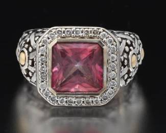 John Hardy Gold, Sterling Silver, Pink Tourmaline and Diamond Ring