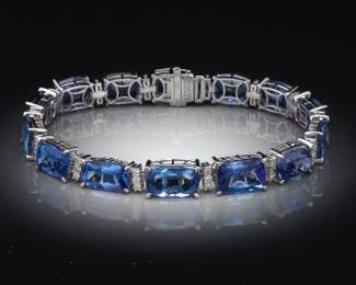 Tanzanite and Diamond .950 Platinum Bracelet