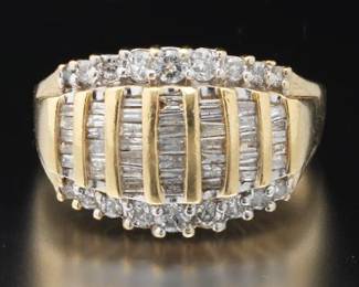 Ladies Vintage Gold and Diamond Dome Ring