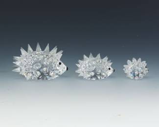 Three Swarovski Crystal Hedgehogs