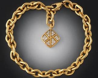 Kat Florence 18k Yellow Gold and Diamond Logo Bracelet