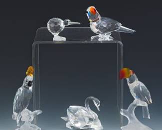 Five Swarovski Crystal Exotic Birds
