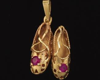 Vintage Gold Ballet Slippers Charm