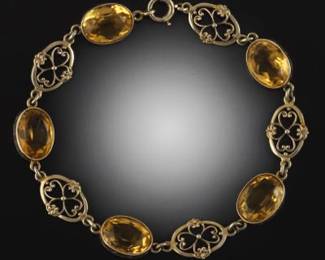 Ladies Antique Gold and Citrine Bracelet