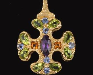 Ladies 14k Gold and Gemstone Pendant