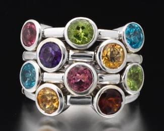 Sonia B. Gold and Gem Stones Articulated TuttiFrutti Ring