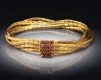 Retro Gold and Ruby Bracelet