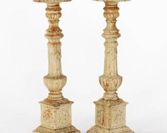 Pair of Decorative Cast Iron Candle Holders