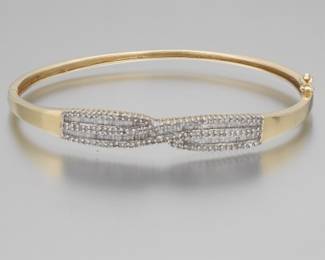 Ladies Vintage Gold and Diamond Bangle
