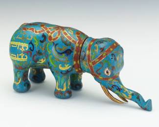 A Chinese Cloisonne Enamel ElephantForm Tea Caddy