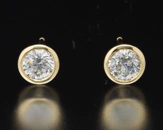 Ladies Pair of Gold and Diamond Ear Studs