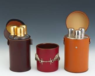 Two Hip Flasks with Cup