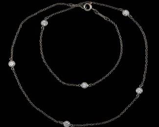 Tiffany Co. Elsa Peretti Platinum and Diamond Necklace
