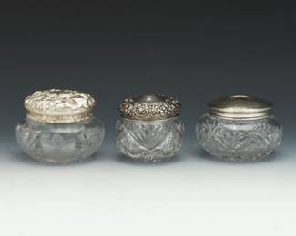 Sterling and Crystal Dresser Jars