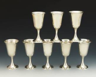 Gorham Sterling Silver Eight Wine Glasses