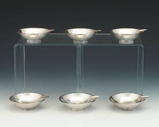Six Individual Sterling ashtrays