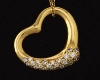 Tiffany Co. Elsa Peretti 18K and Diamond Heart