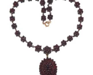 Victorian Bohemian Garnet Locket Necklace