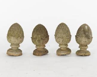 Set of Four Cast Stone Finials