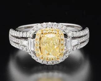 18K Yellow and White Diamond Ring