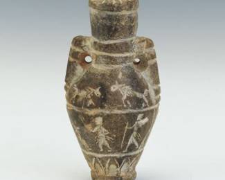 Carved Steatite Votive Offering with Figures