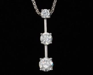 14K White Gold Diamond Pendant On 18K Chain