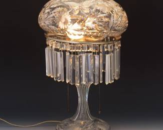 Brilliant Cut Glass Crystal Lamp with Prisms