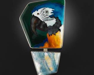 Artisan Sterling Silver, Gem Stone and Cloisonne Enamel Large Slider