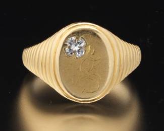 Vintage Gold and Diamond Signet Ring