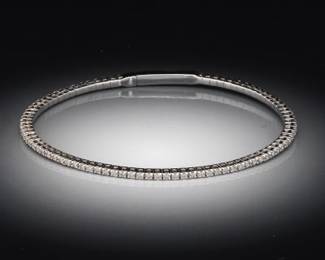 14K White Gold and Diamond Bangle Bracelet