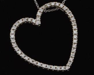 14K Gold Diamond Heart and Chain