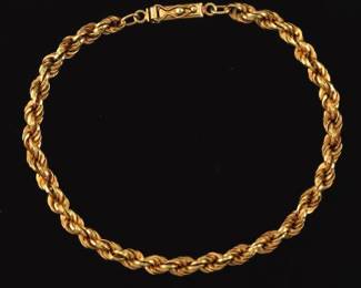 UnoAErre Italian Gold Vintage Twisted Rope Bracelet