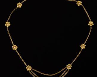 Ladies Italian 18K Gold and Diamond Chain Necklace