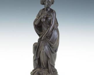 Bronze Figure of a Seated Classical Maiden
