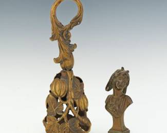 Victorian Personal Seal Figural Blank and Bronze Posy Holder