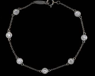 Tiffany Co. Elsa Peretti Platinum and Diamond Bracelet