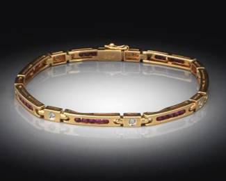 Ladies Gold, Ruby, and Diamond Bracelet