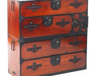 Japanese TwoSection Tansu Chest Sendai chest