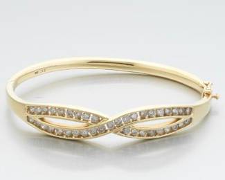 Ladies Gold and Diamond Bangle