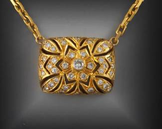 UnoAErre Mid Century Modern Italian Gold and Diamond Necklace