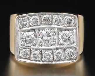 Retro Gold, Platinum and Diamond Ring