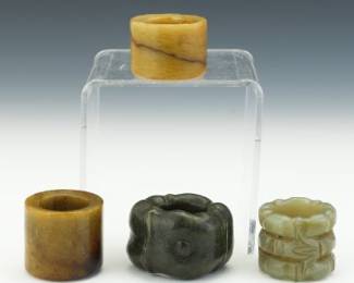 A Group of Chinese Carved Jade Archer Rings