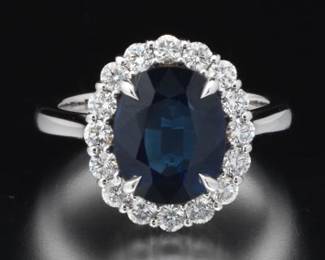 Sapphire and Diamond 18K Fashion Ring