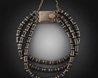 Sterling Silver and Hematite Three Strand Bracelet
