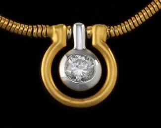 Ladies TwoTone Gold and Diamond Fox Chain Necklace